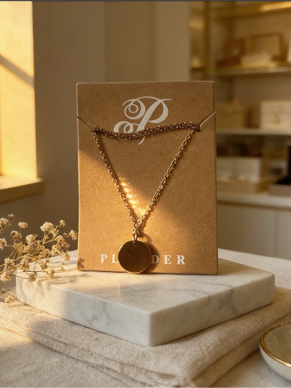 Plunder Polished Rose Gold Disc Necklace